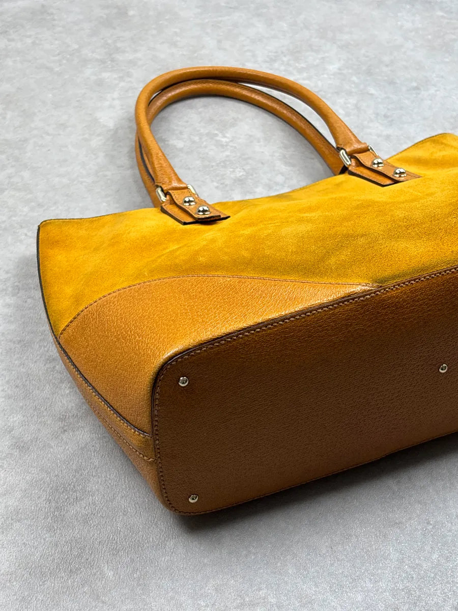 SS2005 Gucci Yellow Suede Horsebit Leather Trim Totebag GOxwzeeh 11