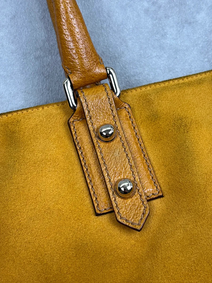 SS2005 Gucci Yellow Suede Horsebit Leather Trim Totebag GOxwzeeh 12