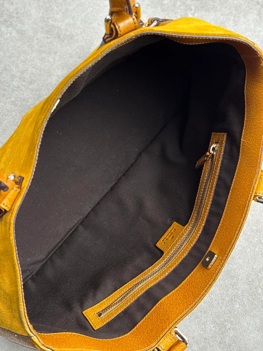 SS2005 Gucci Yellow Suede Horsebit Leather Trim Totebag GOxwzeeh 15