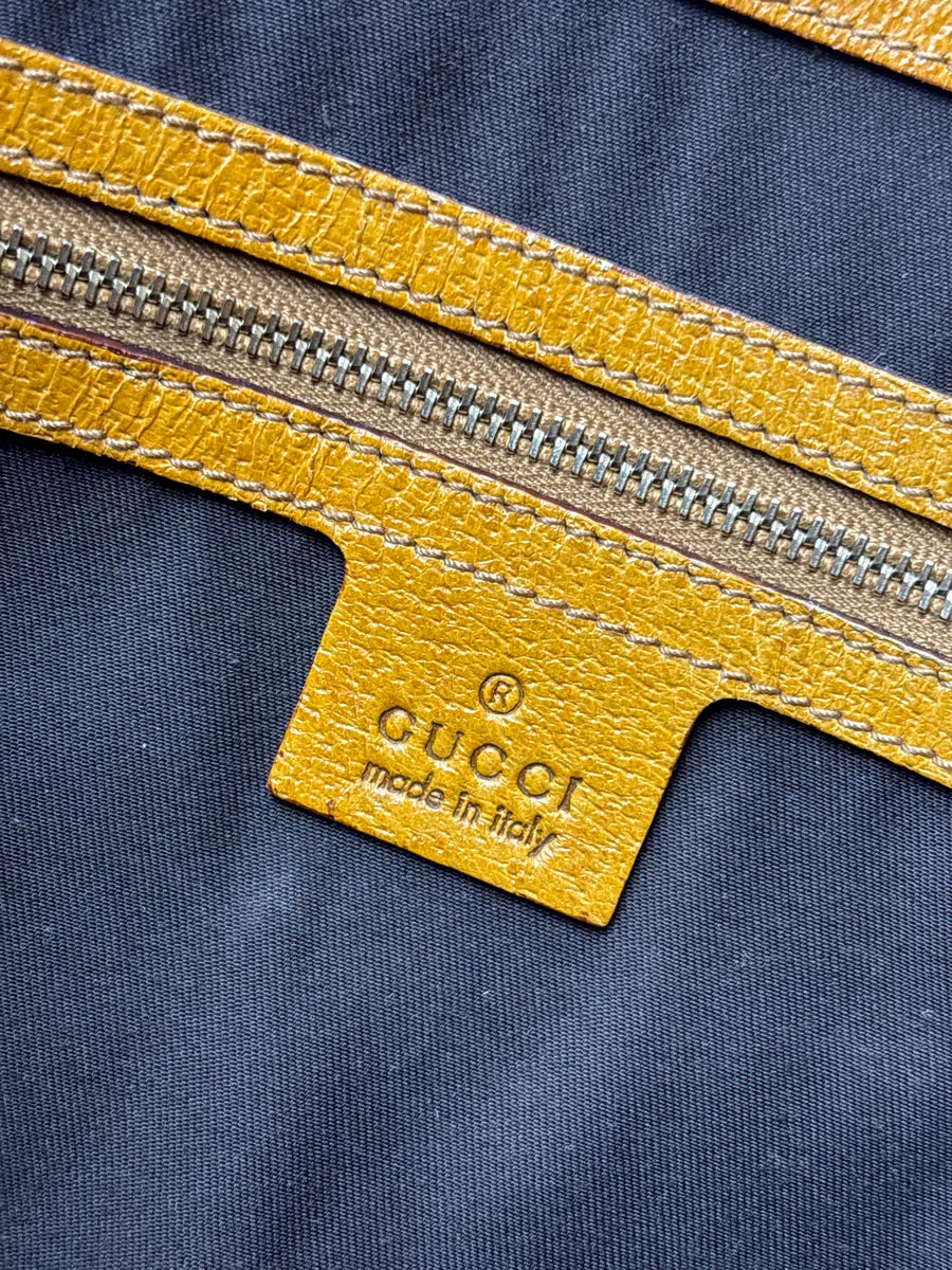 SS2005 Gucci Yellow Suede Horsebit Leather Trim Totebag GOxwzeeh 16