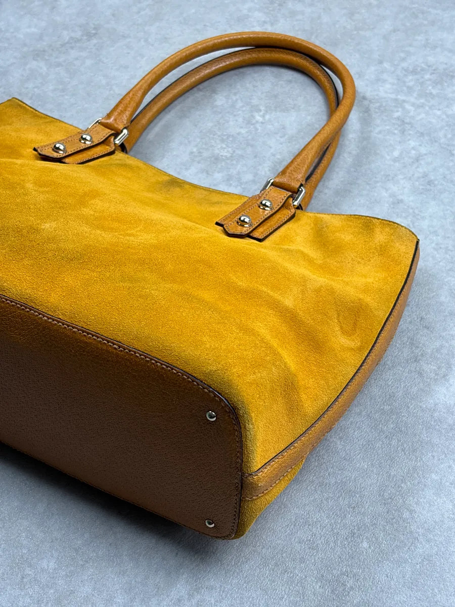 SS2005 Gucci Yellow Suede Horsebit Leather Trim Totebag GOxwzeeh 10