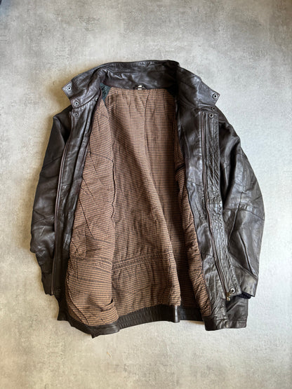 1980s Giorgio Armani Brown Leather Jacket  (L) - 8