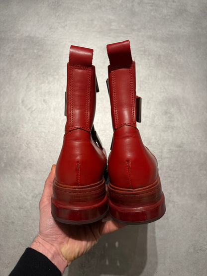 AW1996 Dirk Bikkembergs Red Astro Strapped Leather Boots (42) - 4