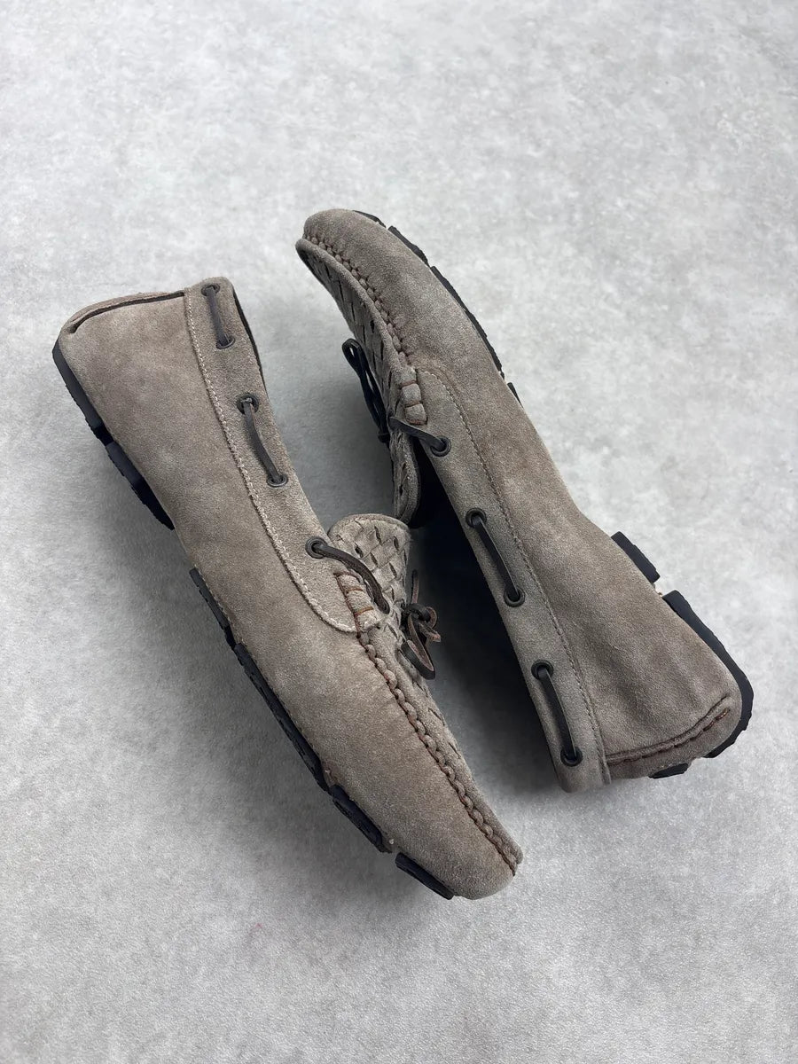 Bottega Veneta Grey Suede Woven Leather Loafers FCvVdXD 5