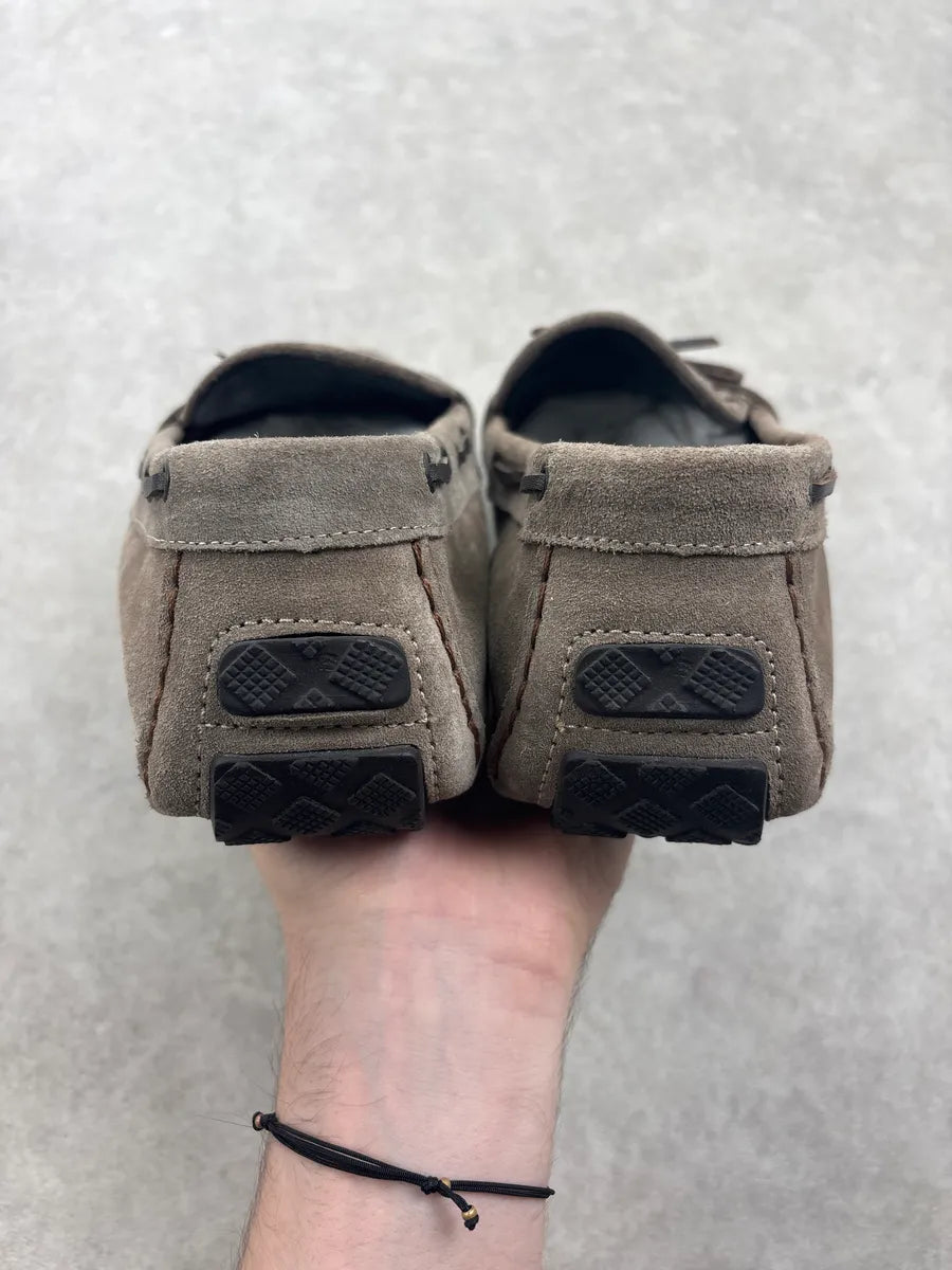 Bottega Veneta Grey Suede Woven Leather Loafers FCvVdXD 7