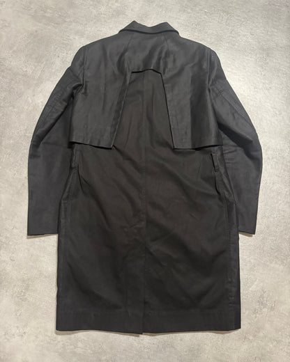 SS2019 Rick Owens Babel Architectural Black Modern Trench Jacket (M) - 2