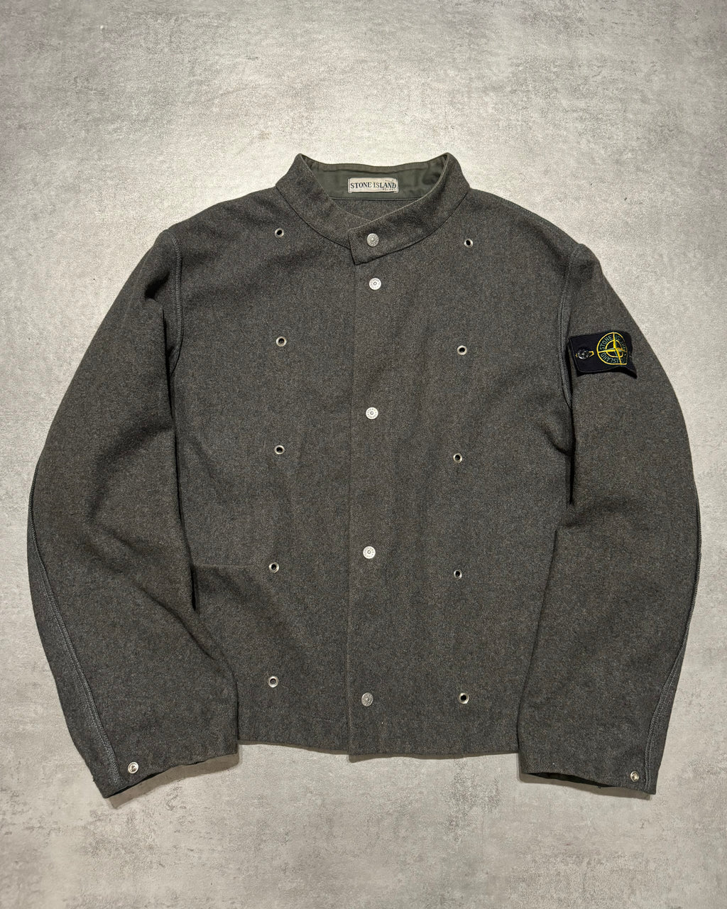 1990s Stone Island Grey Reversed Effect Mao Jacket (M) - 1