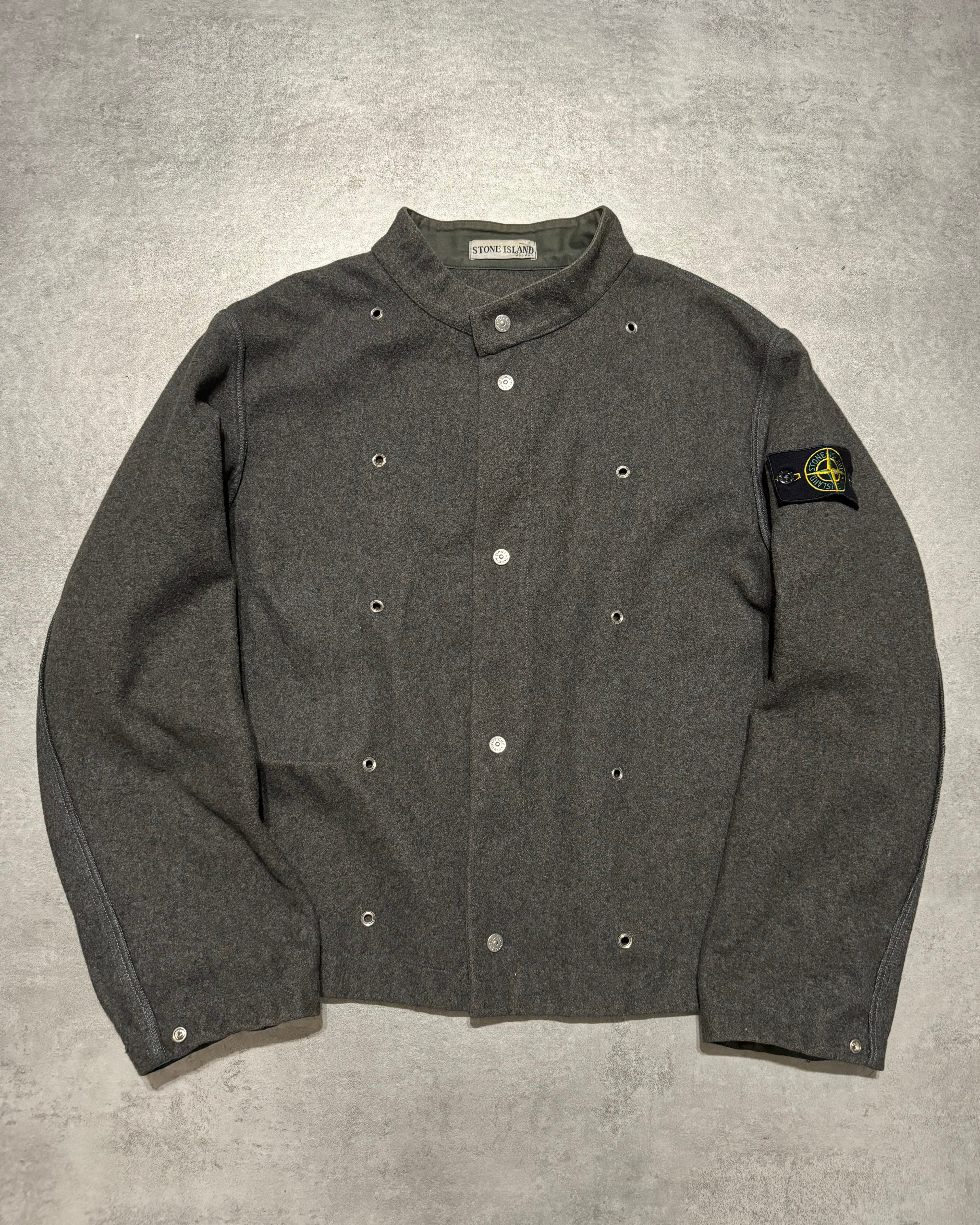 1990s Stone Island Grey Reversed Effect Mao Jacket (M) - 1
