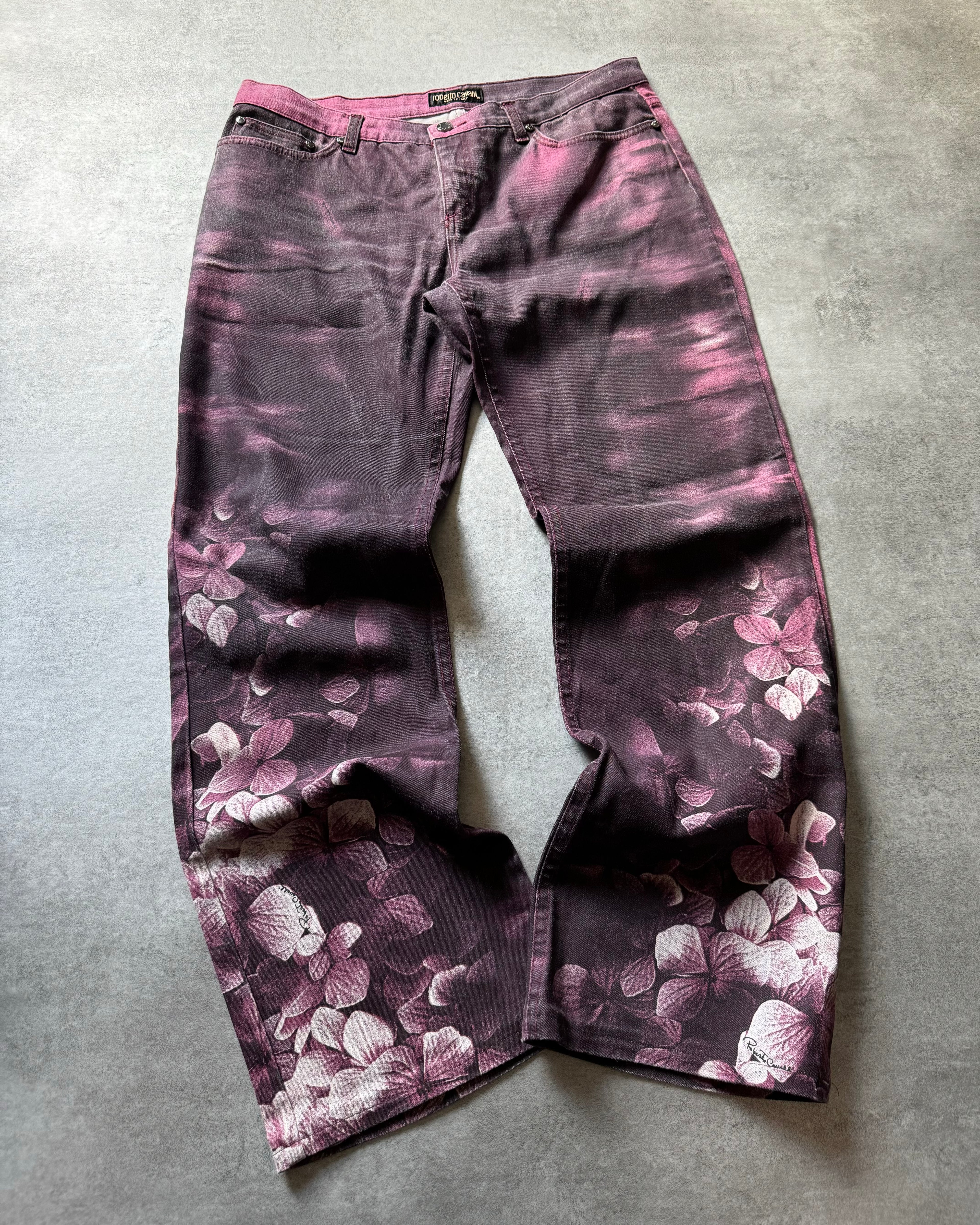 AW2000 Roberto Cavalli Floral Purple Spectrum Pants (L) - 2