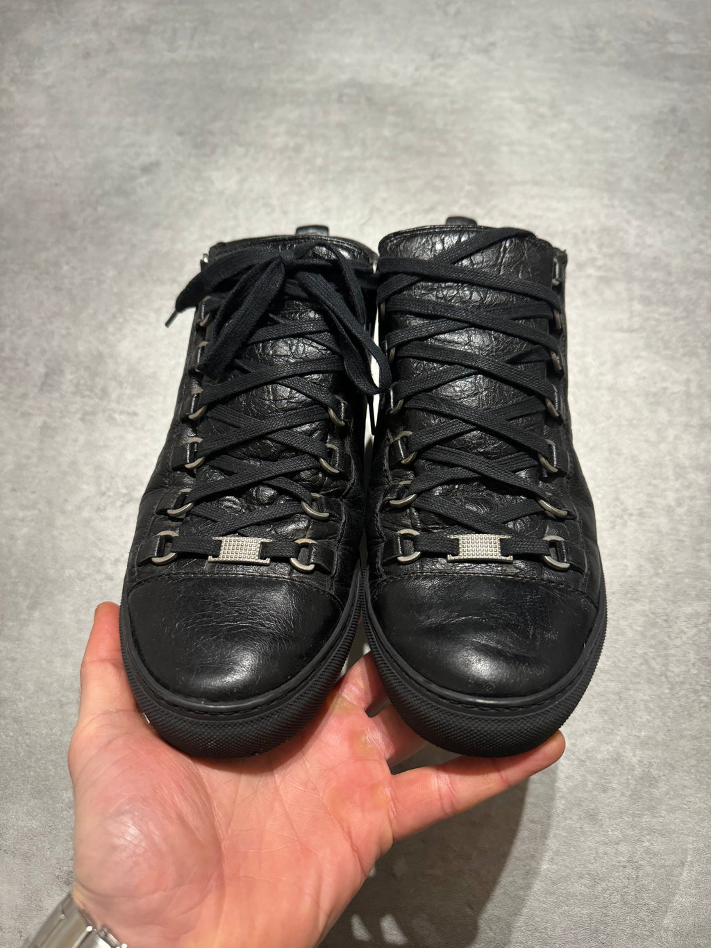 Balenciaga Arena High Black Leather Shoes (41) - 2