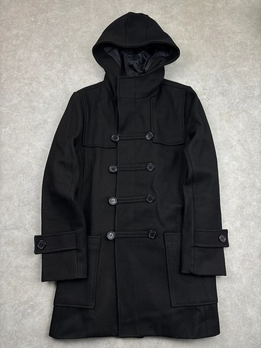 2000s Dior Homme Black Wool Hooded Double-Breasted Coat GSYgGNlz 0