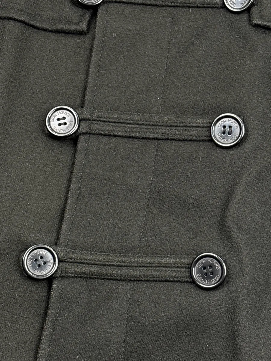 2000s Dior Homme Black Wool Hooded Double-Breasted Coat GSYgGNlz 5