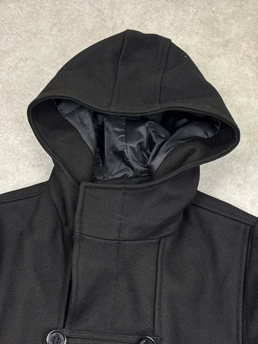 2000s Dior Homme Black Wool Hooded Double-Breasted Coat GSYgGNlz 7