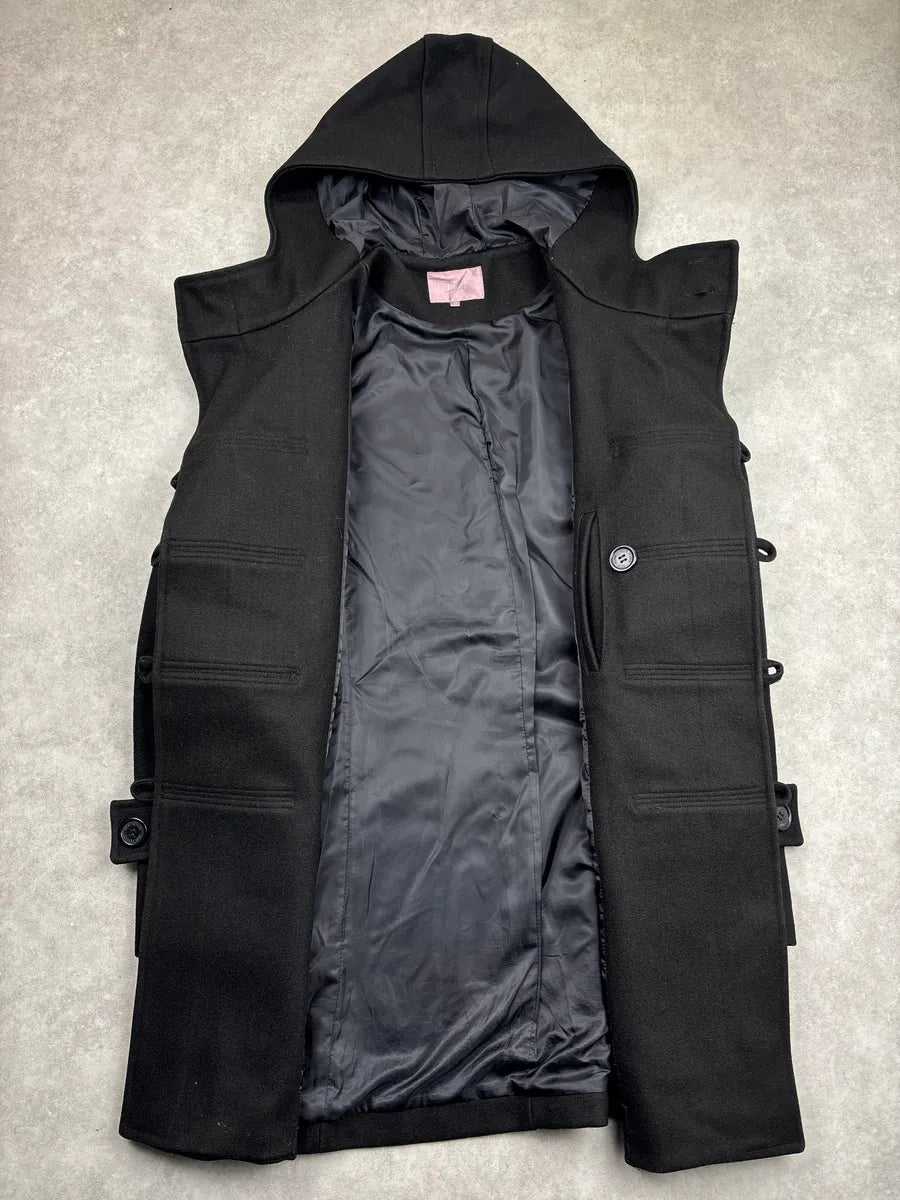2000s Dior Homme Black Wool Hooded Double-Breasted Coat GSYgGNlz 3