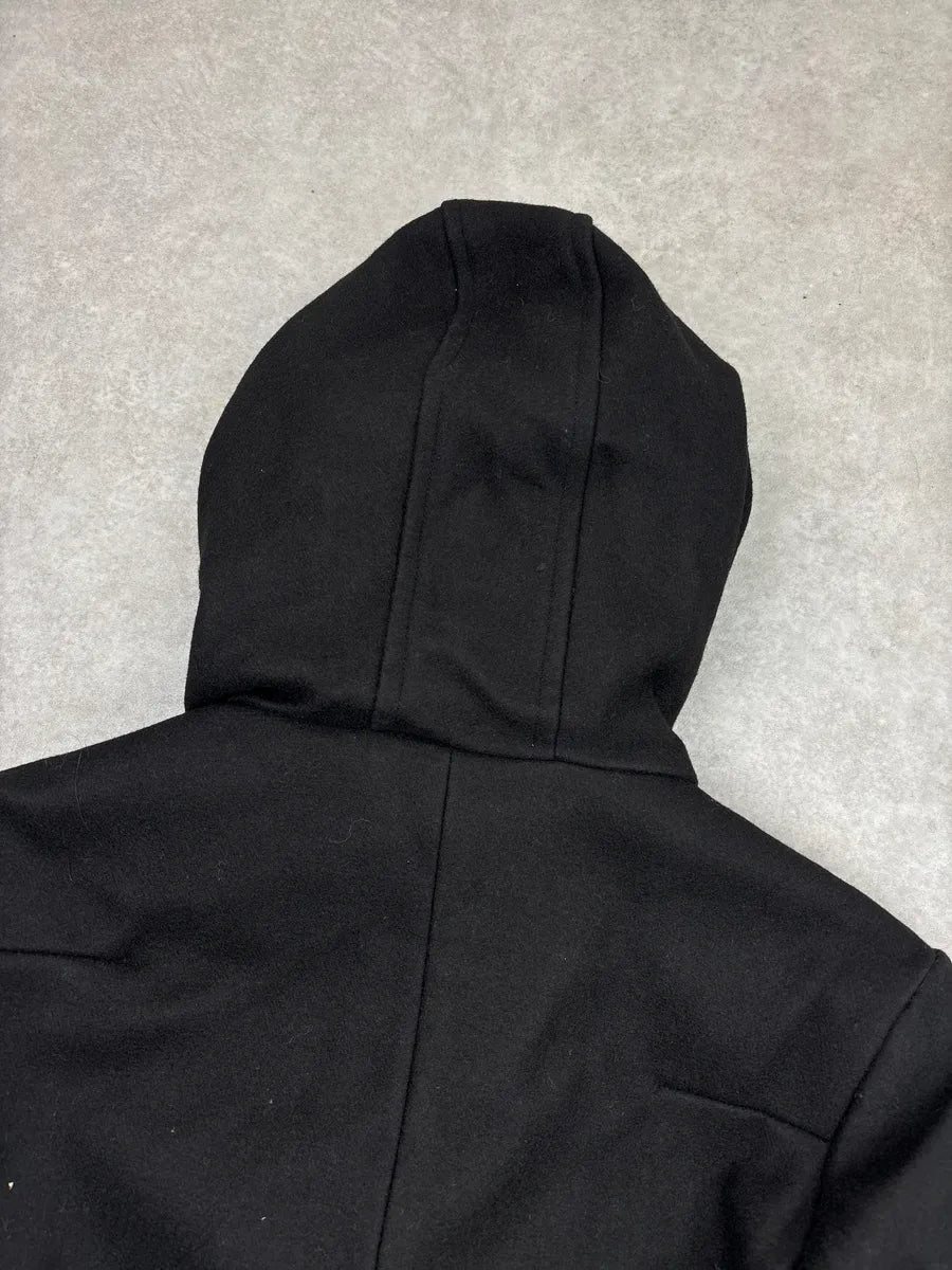2000s Dior Homme Black Wool Hooded Double-Breasted Coat GSYgGNlz 8