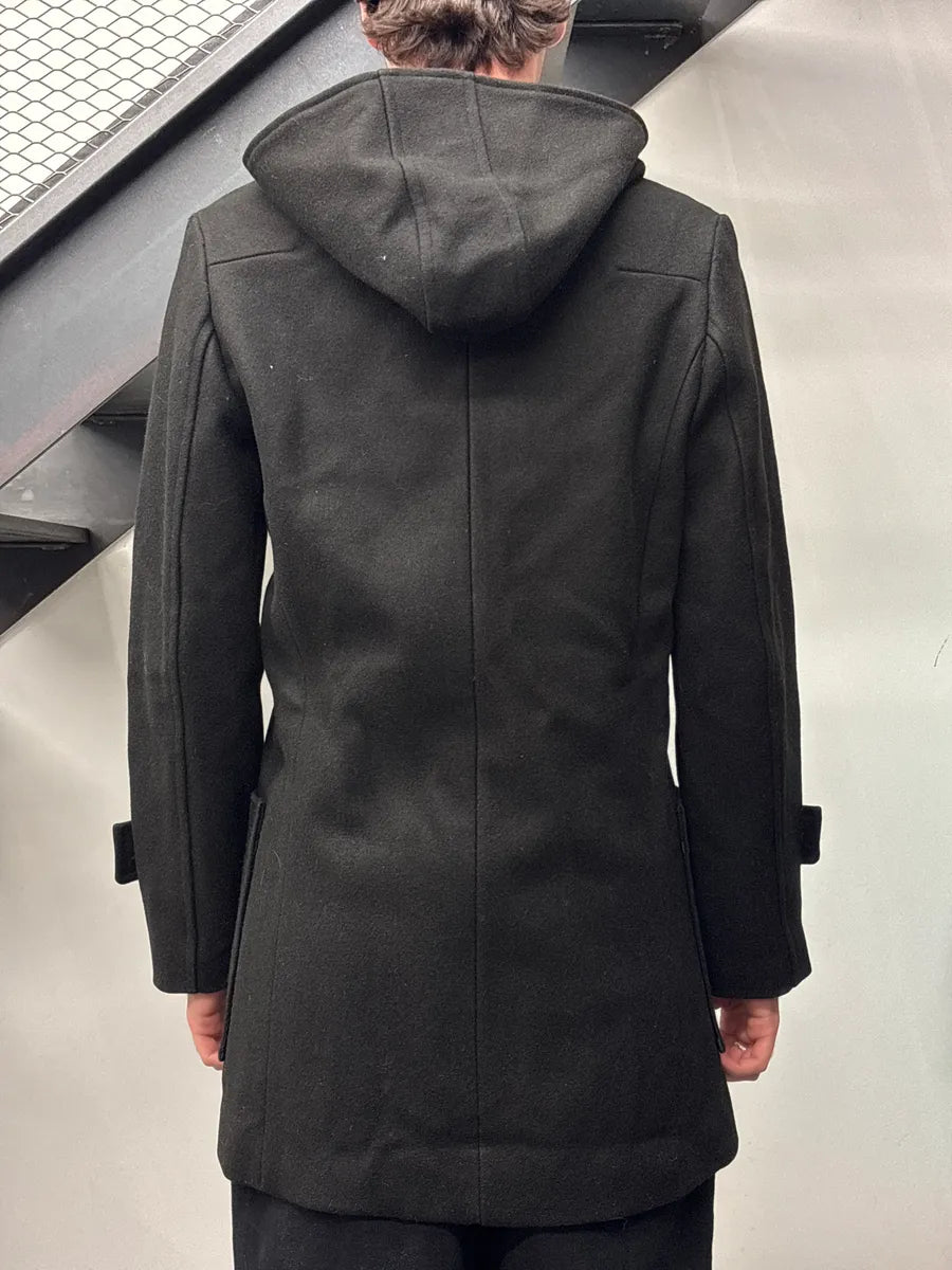 2000s Dior Homme Black Wool Hooded Double-Breasted Coat GSYgGNlz 2