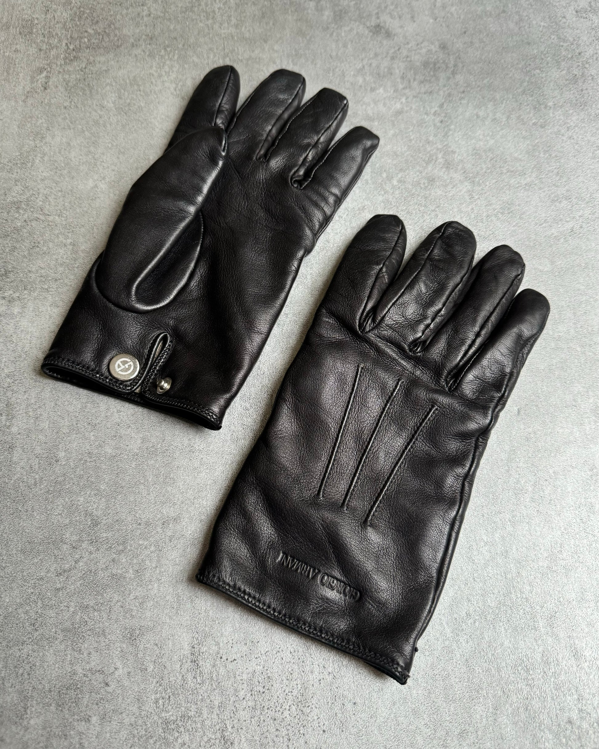 Giorgio Armani Black Leather Gloves (OS) - 2