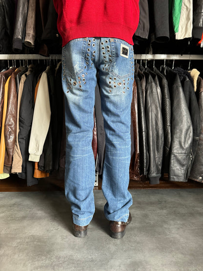 SS2006 Dolce & Gabbana Eyled Punk Holes Jeans (S) - 4