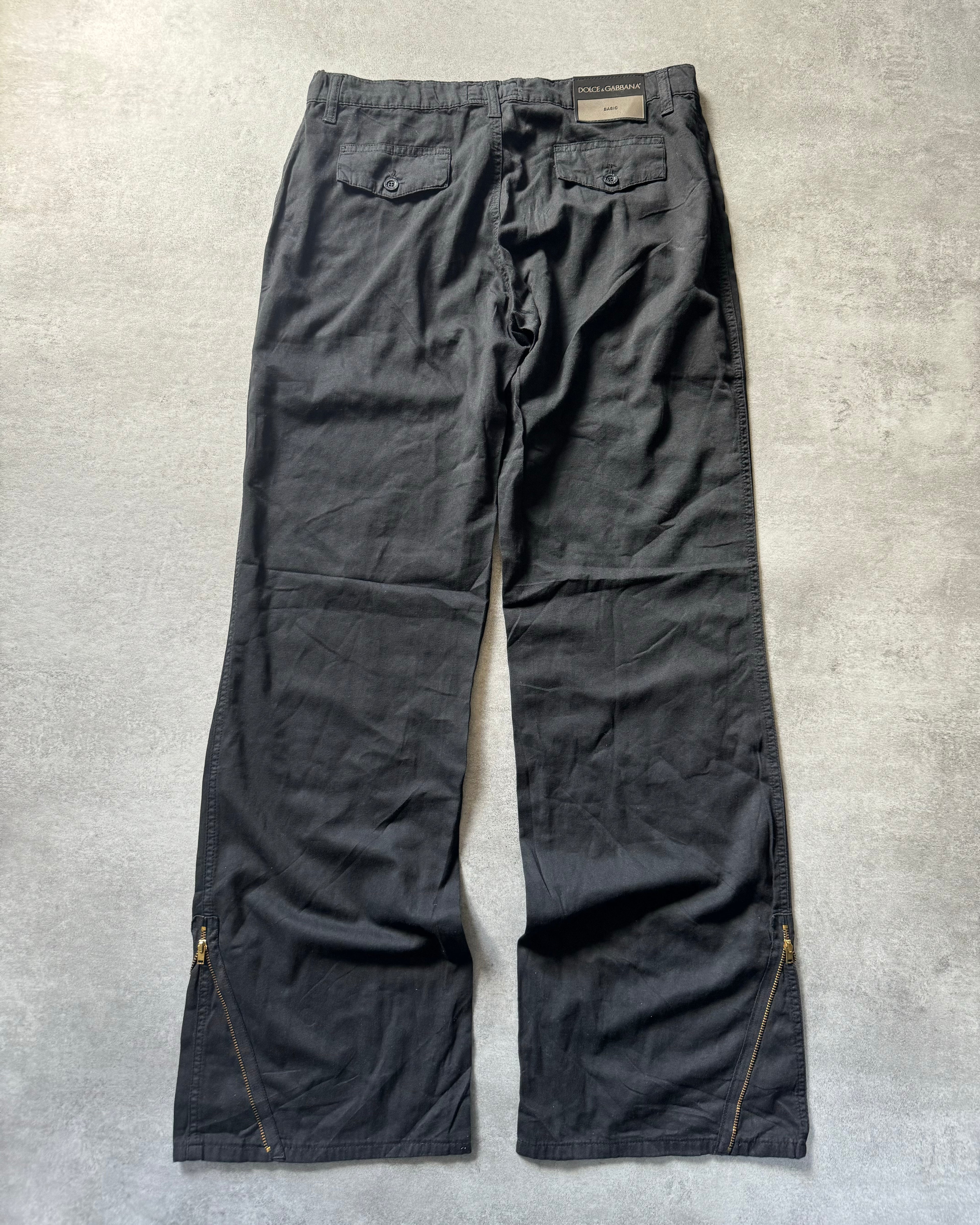 SS2010 Dolce & Gabbana Black Double Knee Cozy Straight Pants (M) - 7