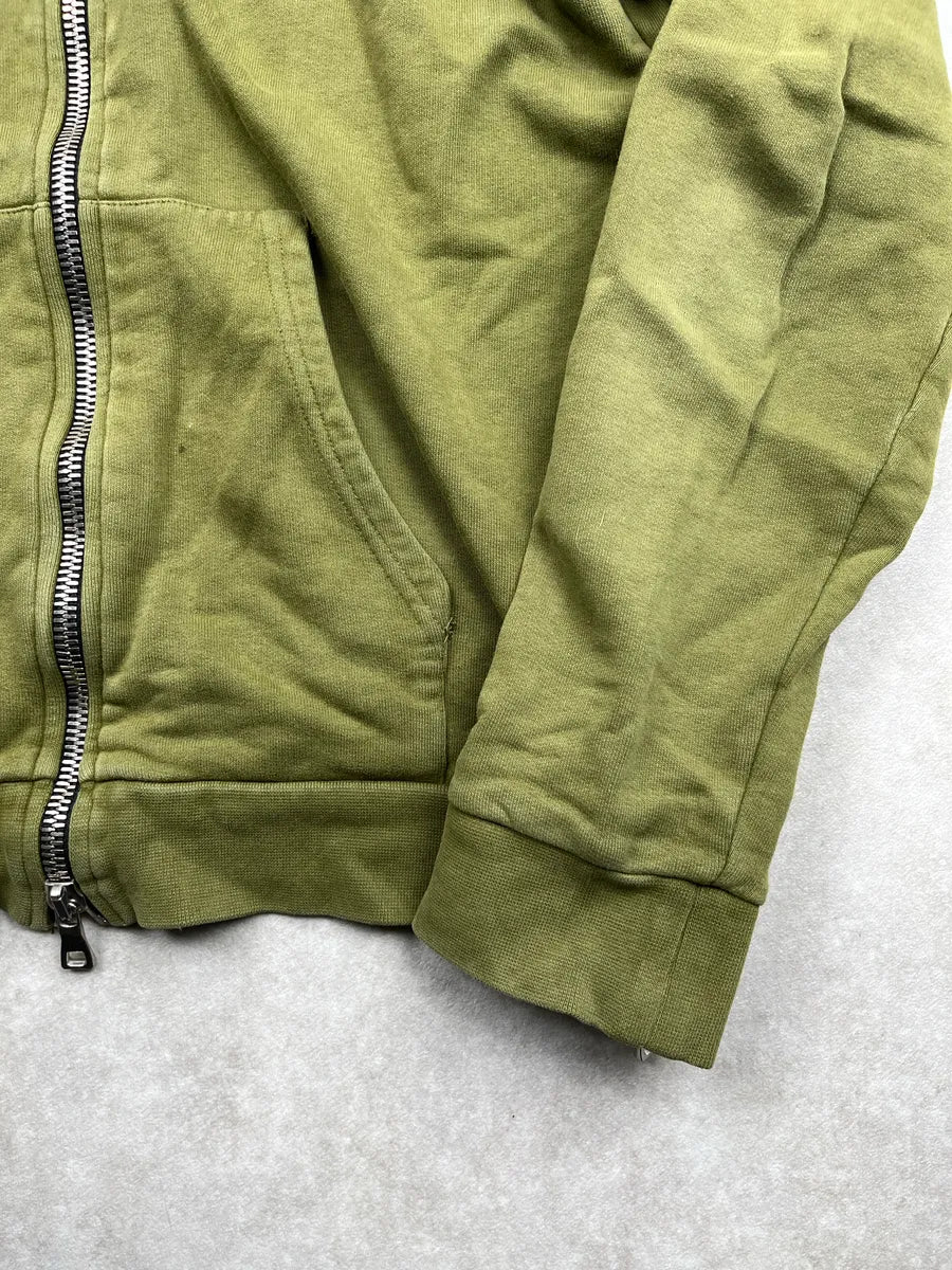 AW2017 Balmain Olive Fleece Side Zip-Up Hoodie GUbYmnpt 9