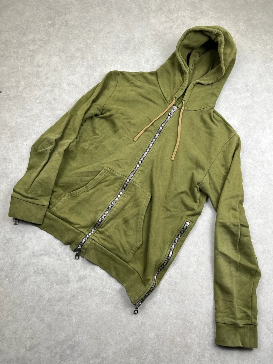 AW2017 Balmain Olive Fleece Side Zip-Up Hoodie GUbYmnpt 6
