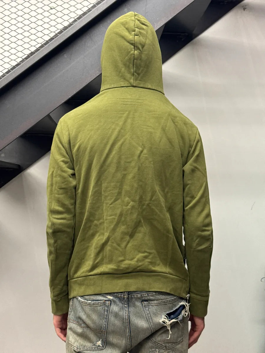 AW2017 Balmain Olive Fleece Side Zip-Up Hoodie GUbYmnpt 2