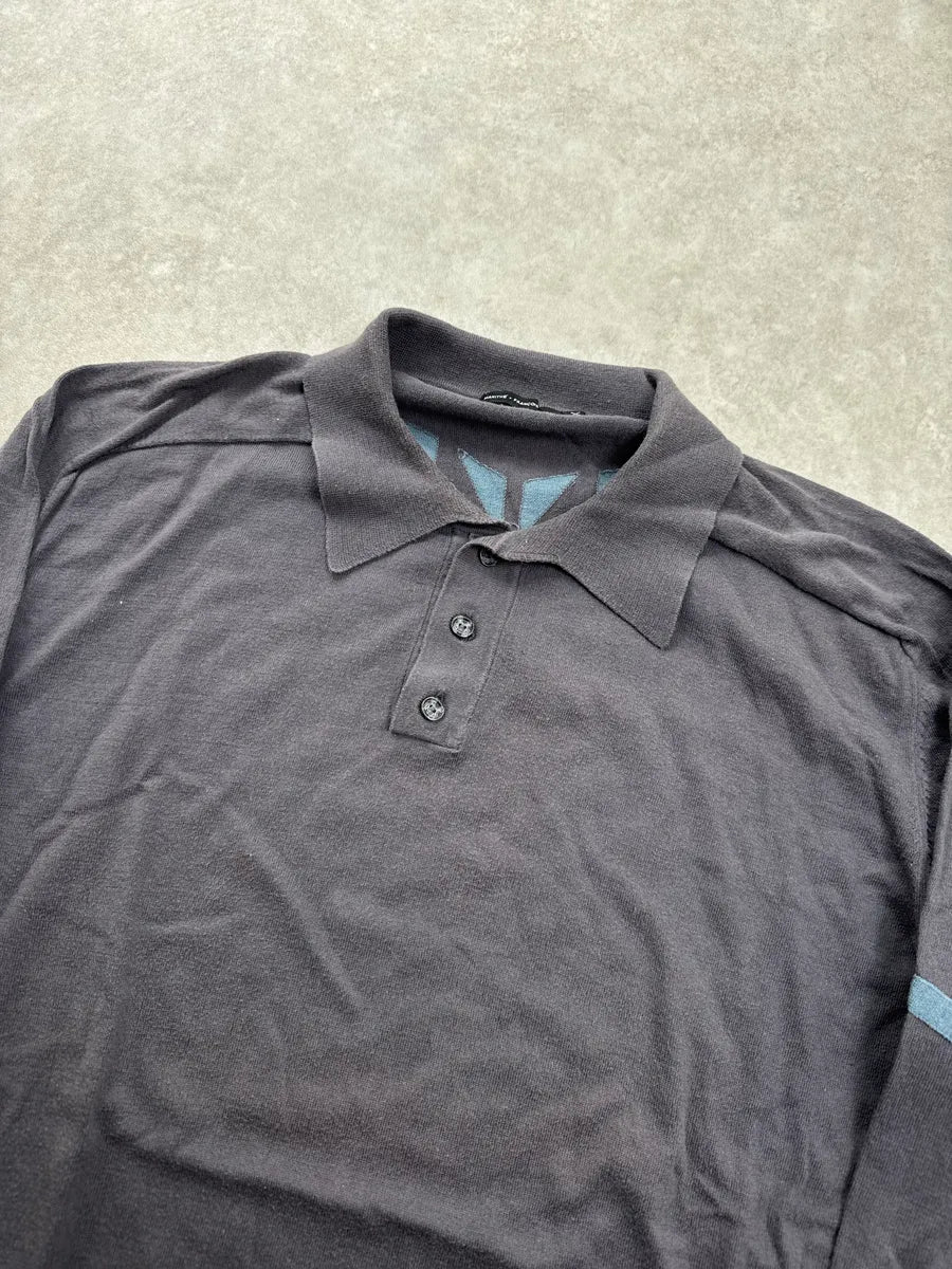 2000s Marithé + François Girbaud Grey Geometric Back Graphic Polo Sweater GZkgeIdI 4