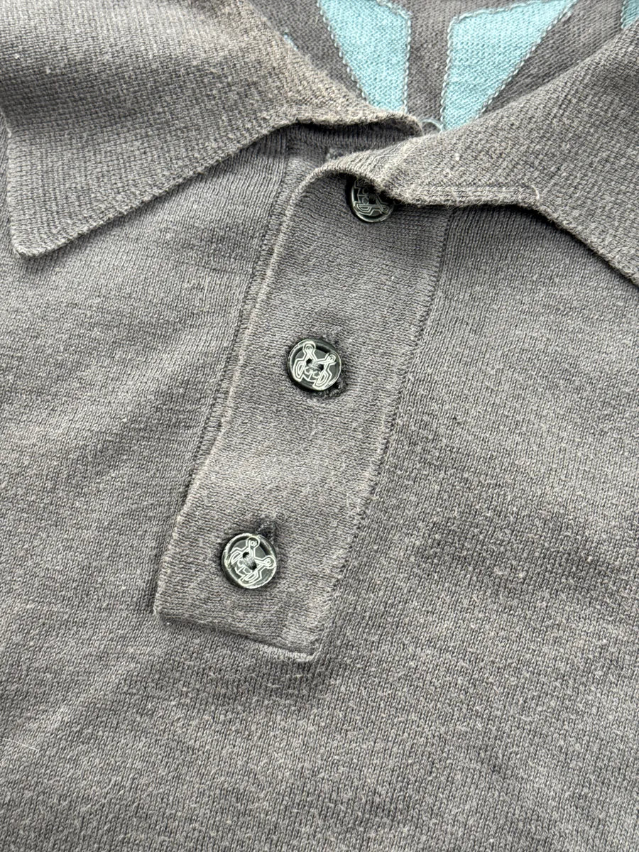 2000s Marithé + François Girbaud Grey Geometric Back Graphic Polo Sweater GZkgeIdI 7