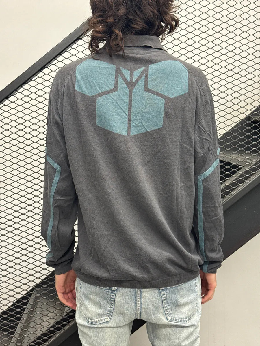 2000s Marithé + François Girbaud Grey Geometric Back Graphic Polo Sweater GZkgeIdI 3