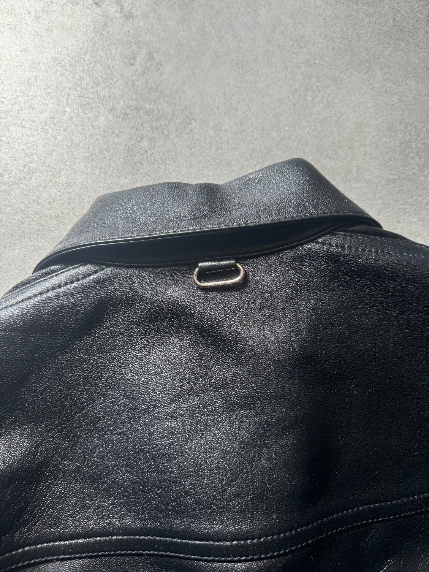 AW2023 Courrèges Worker Black Minimalist Leather Jacket (L) - 6