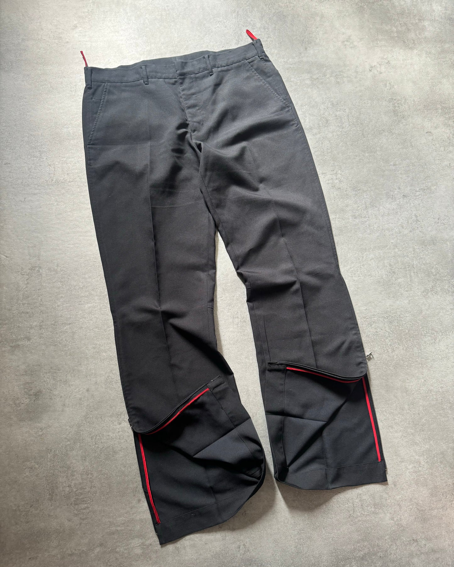 SS2003 Prada Black Zip Linea Rossa Suit Pants (L) - 11