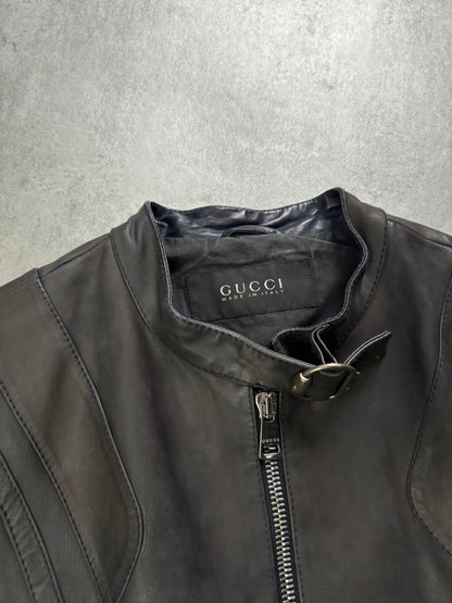 SS2009 Gucci Navy Gradient Biker Leather Jacket (M) - 8