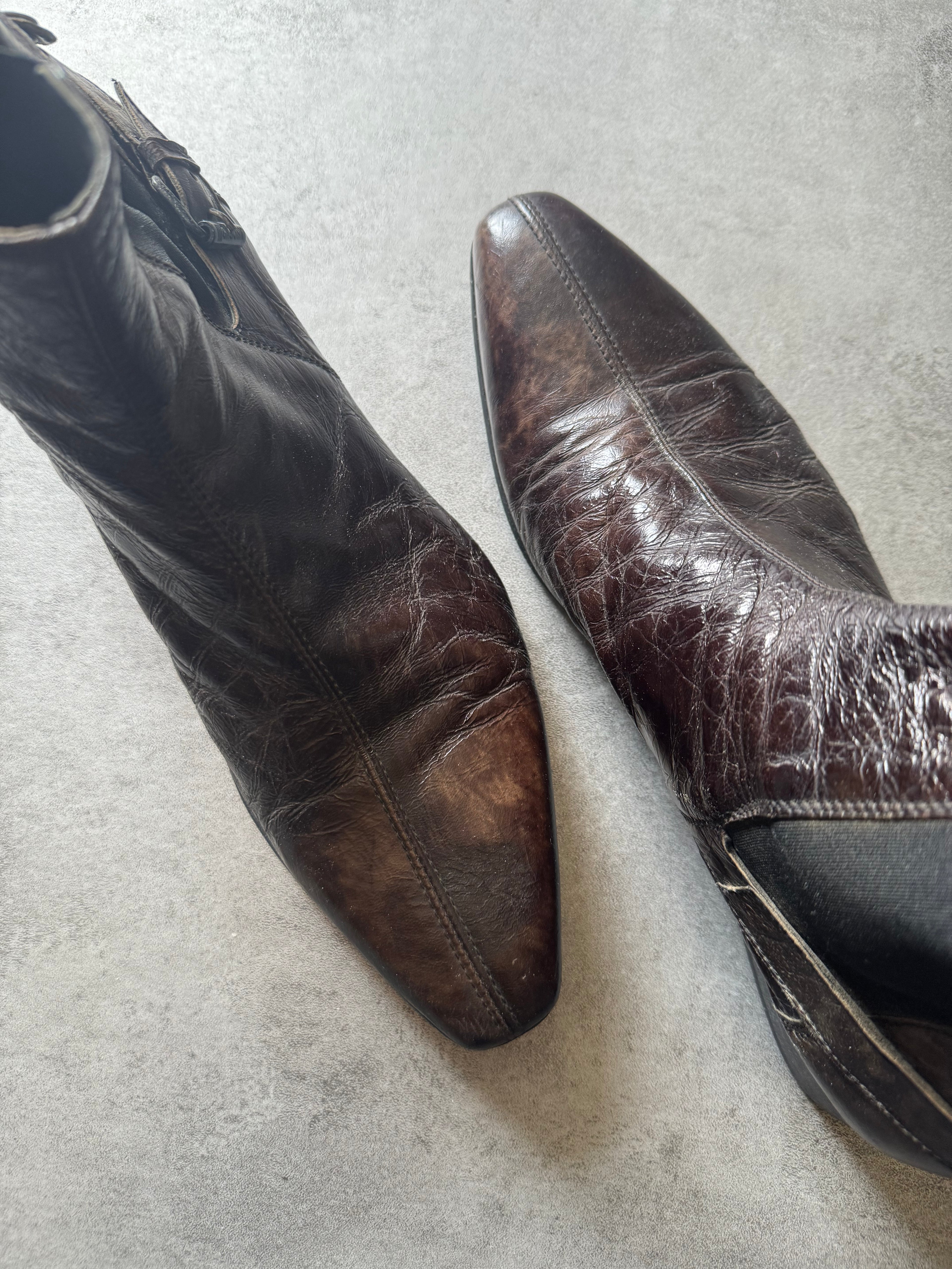 Cavalli Brown Western Cow-Boy Leather Boots (42) - 3