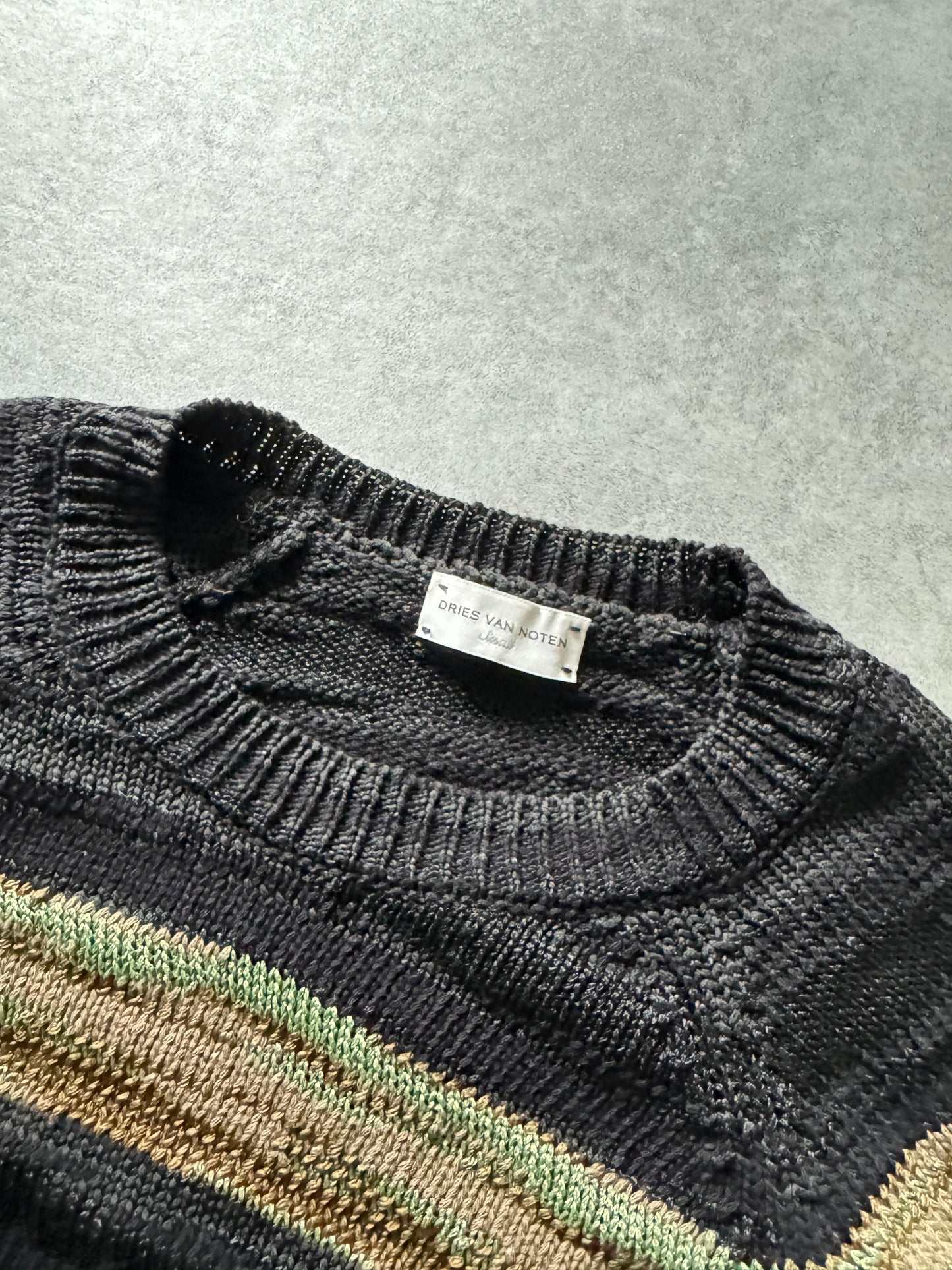 SS2017 Dries Van Noten Janitor Intarsia Knit Sweater Black (S) - 4