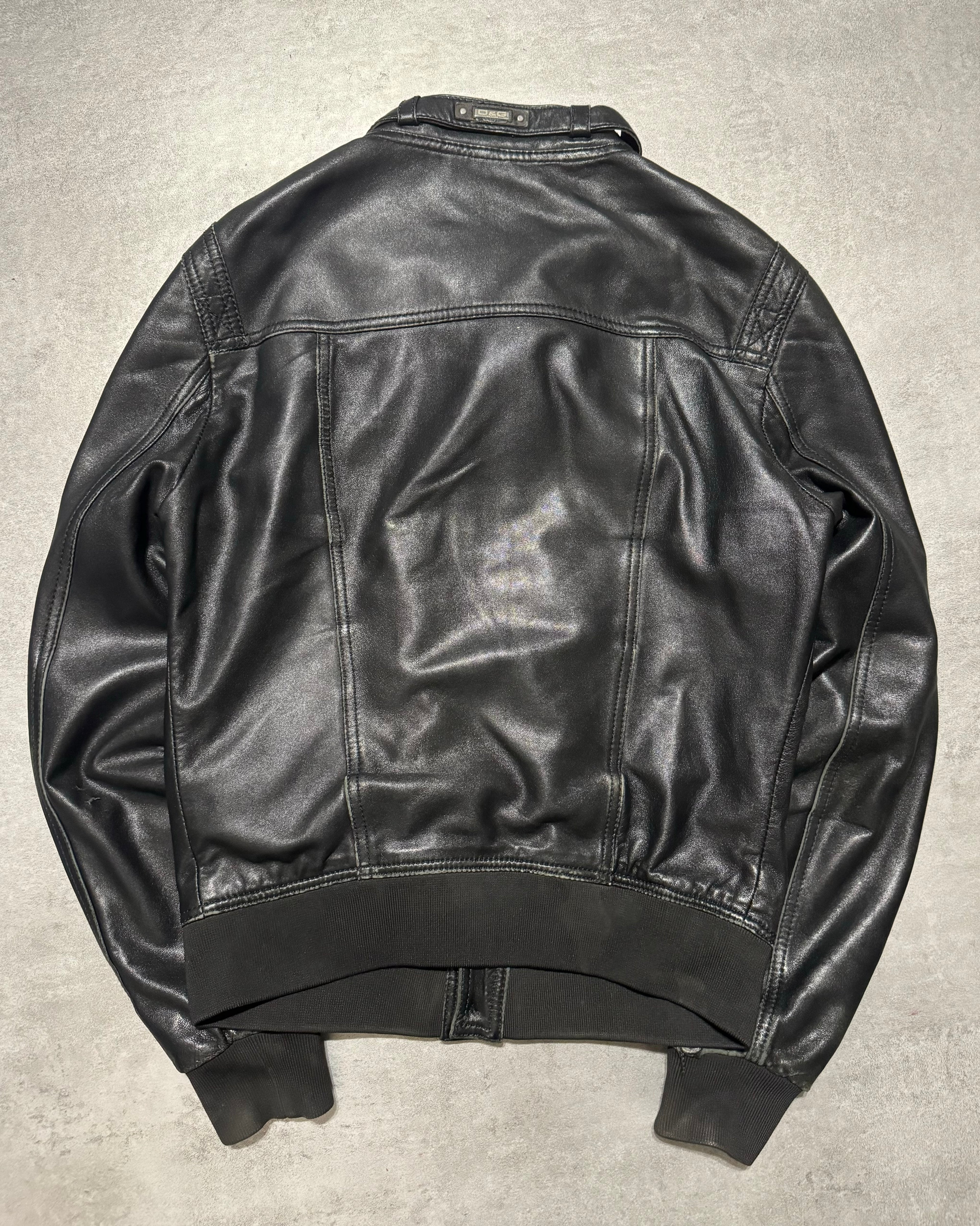 2000s Dolce & Gabbana Black Button Ups Leather Rebel Jacket  (M) - 3