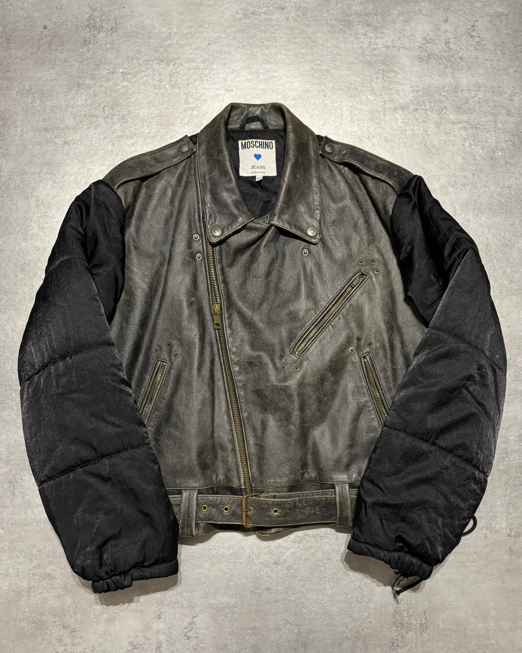 2000s Moschino Rock Hybride Biker Leather Bomber Jacket (M/L) - 1