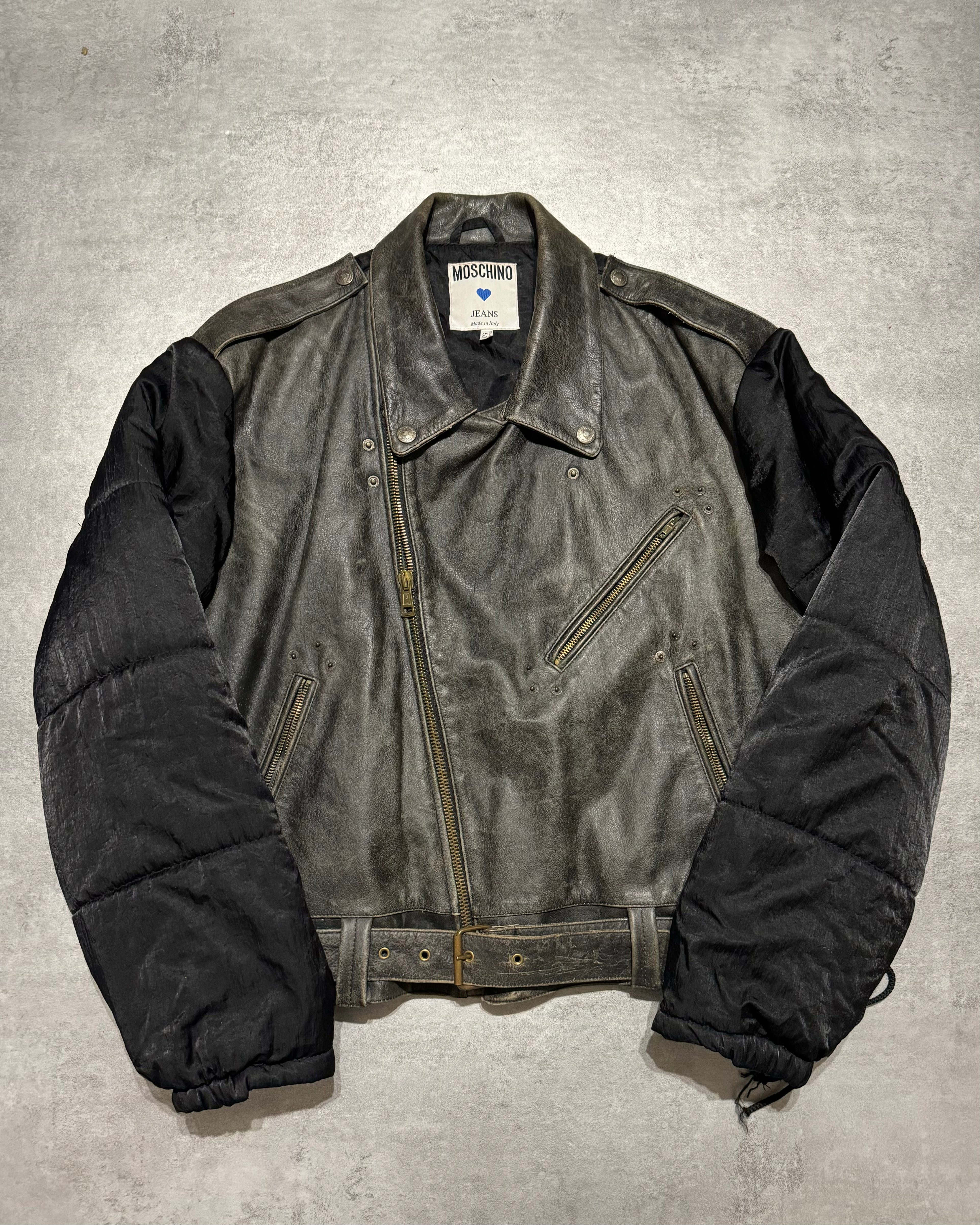 2000s Moschino Rock Hybride Biker Leather Bomber Jacket (M/L) - 1