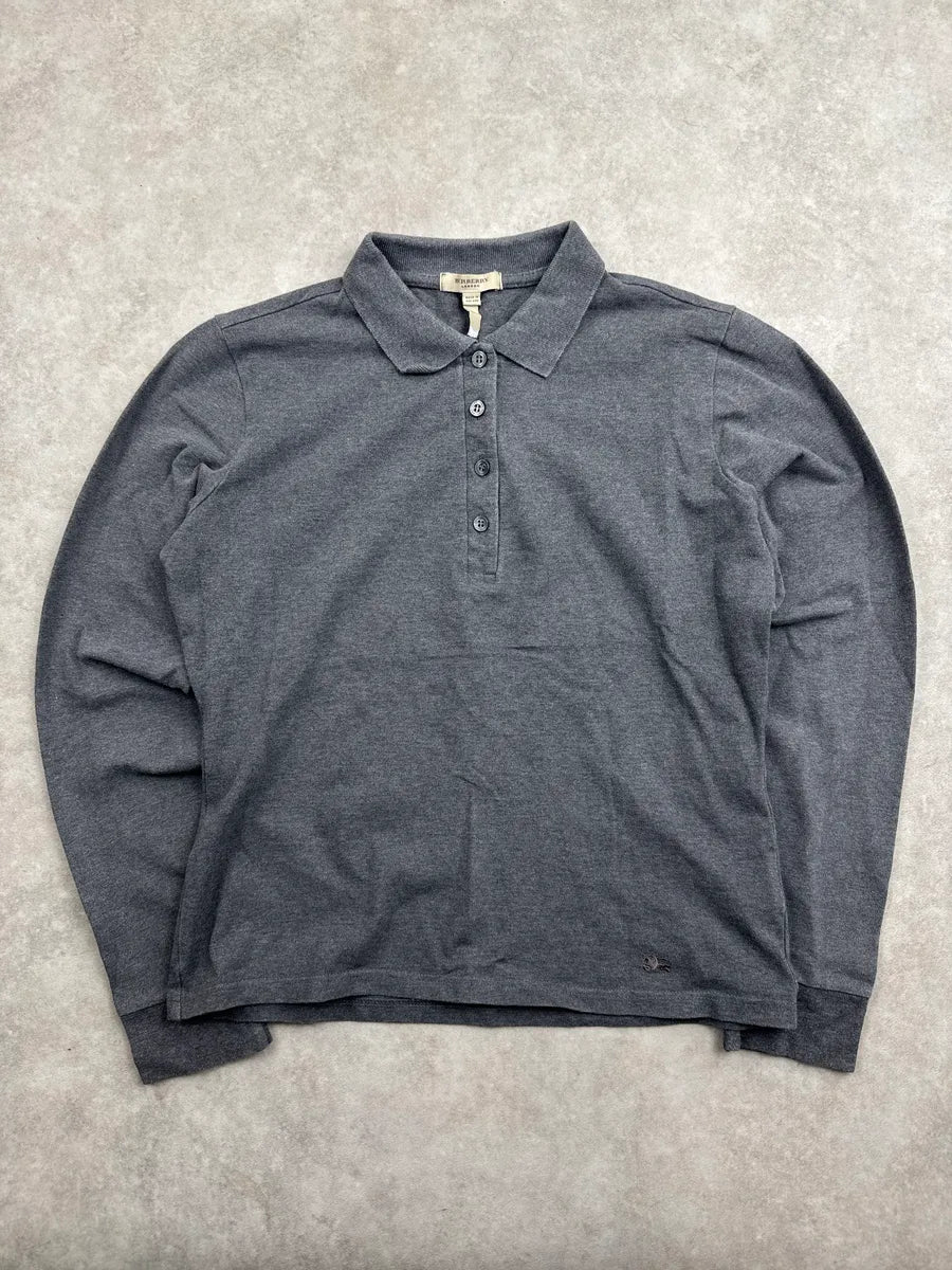 Burberry London Dark Grey Embroidered  Signature Logo Polo GgNGAShx 0