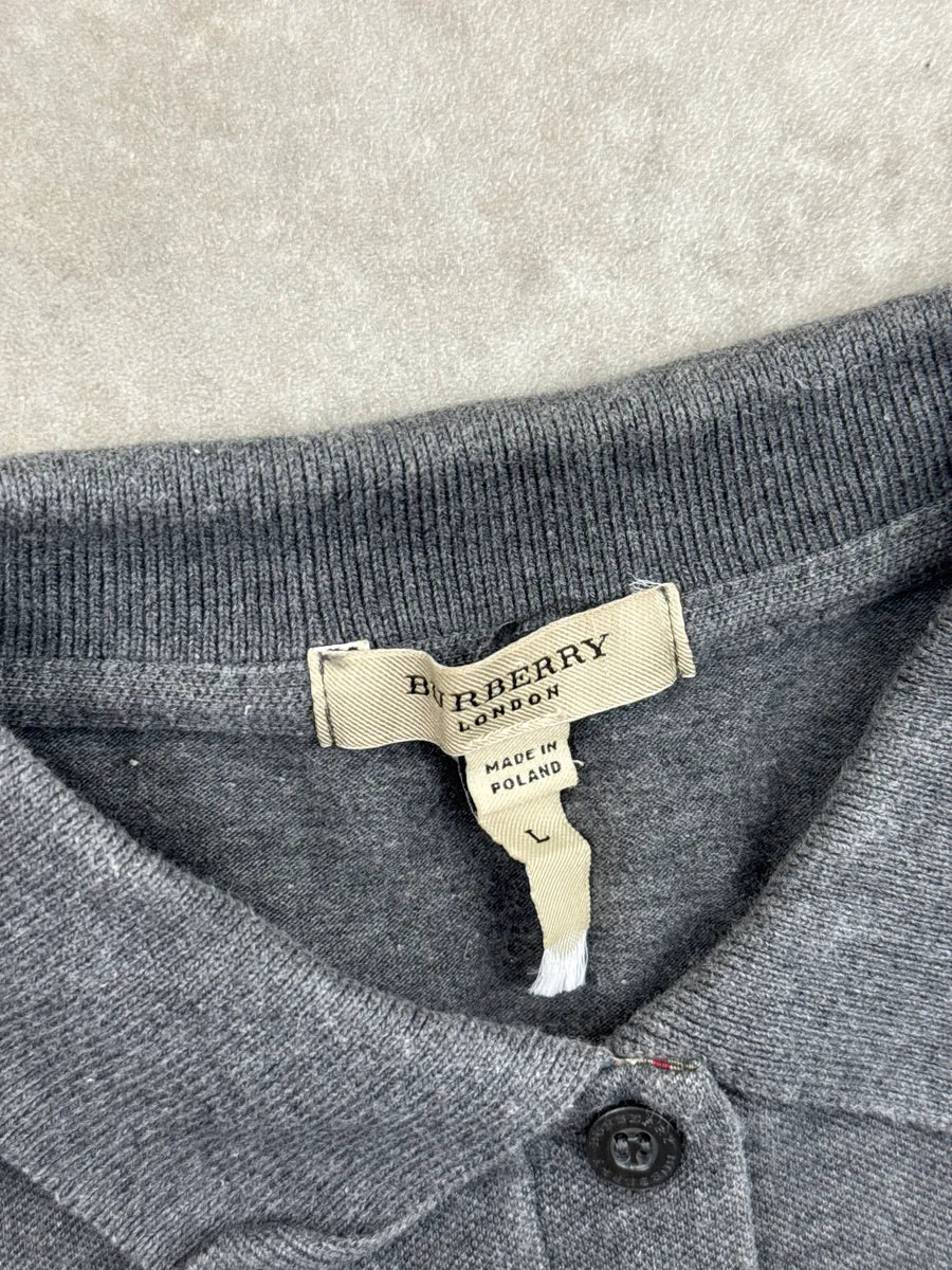 Burberry London Dark Grey Embroidered  Signature Logo Polo GgNGAShx 9