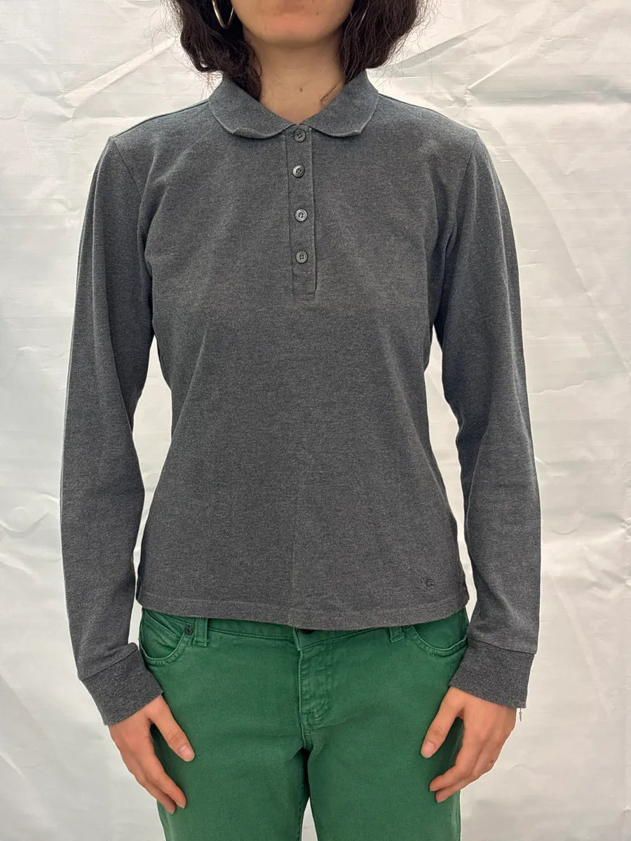 Burberry London Dark Grey Embroidered  Signature Logo Polo GgNGAShx 1
