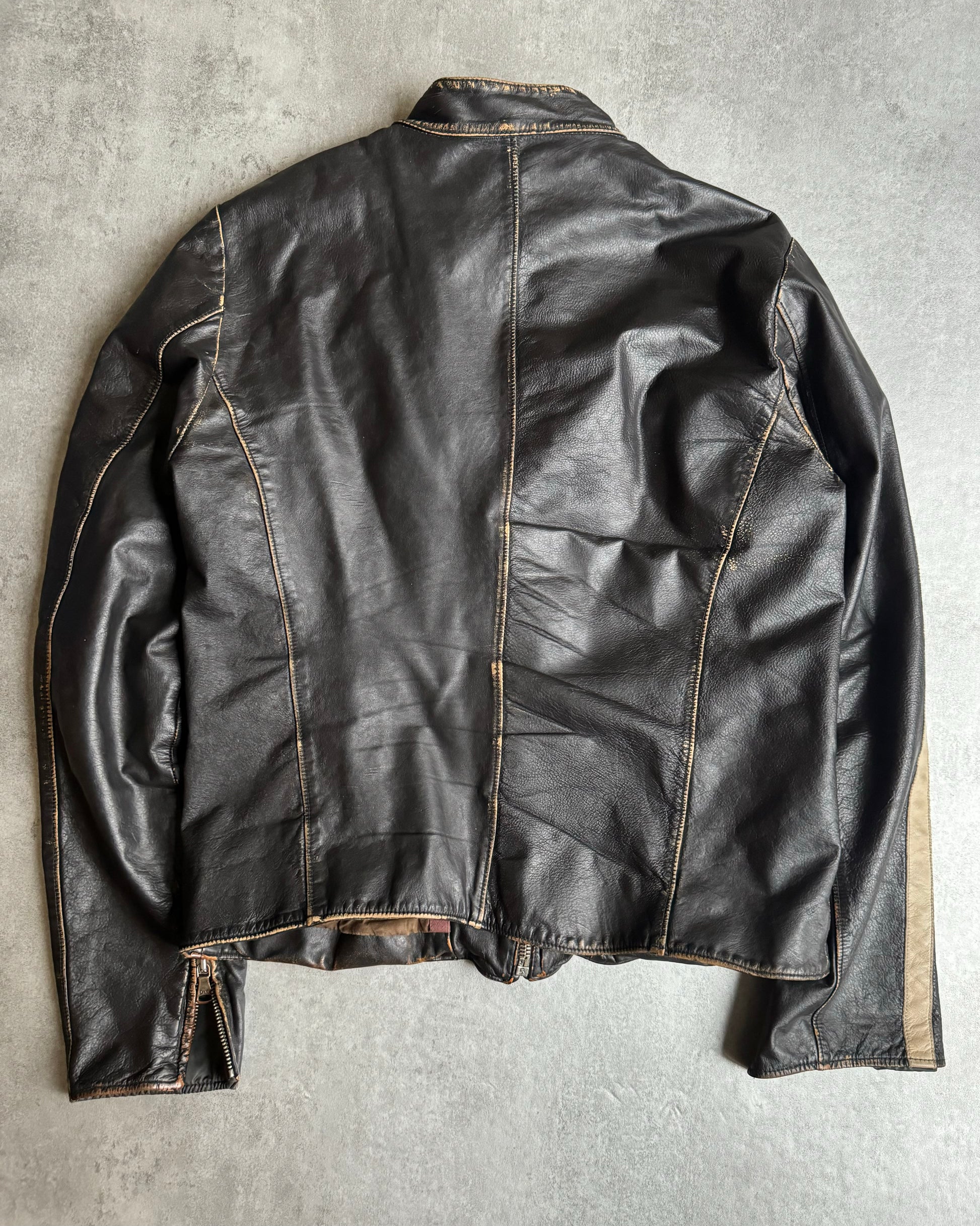 AW2003 Dolce & Gabbana Cafe Racing Plastic Dreamer Leather Jacket (L) - 2