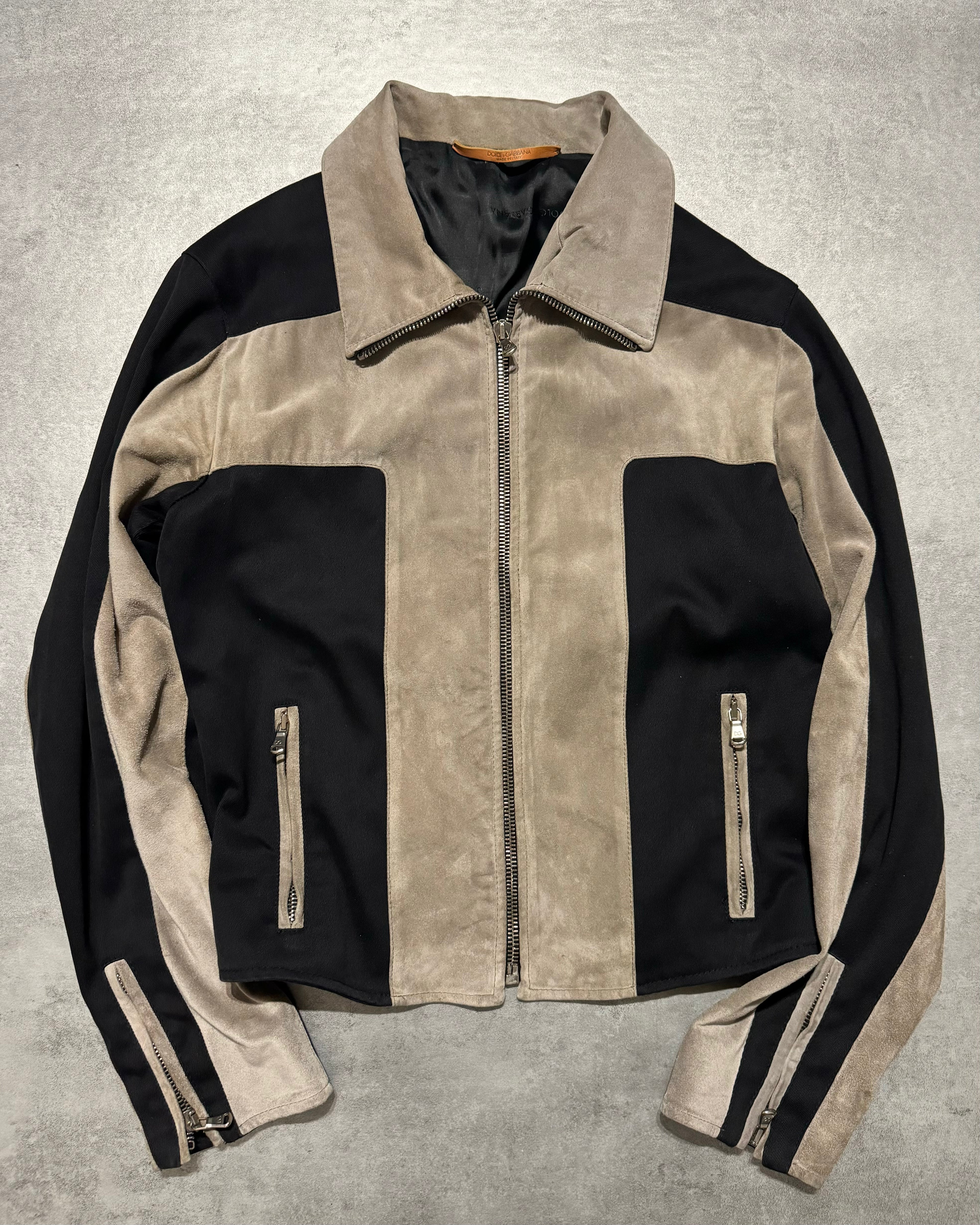 2000s Dolce & Gabbana Cross Suede Hybrid Architectural Jacket  (M) - 1