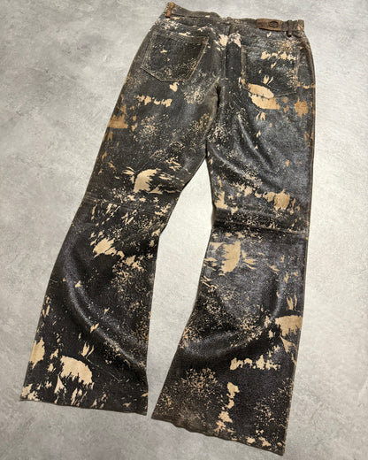 AW2004 Cavalli Textured Earth Eroded Camouflage Leather Pants (M) - 7