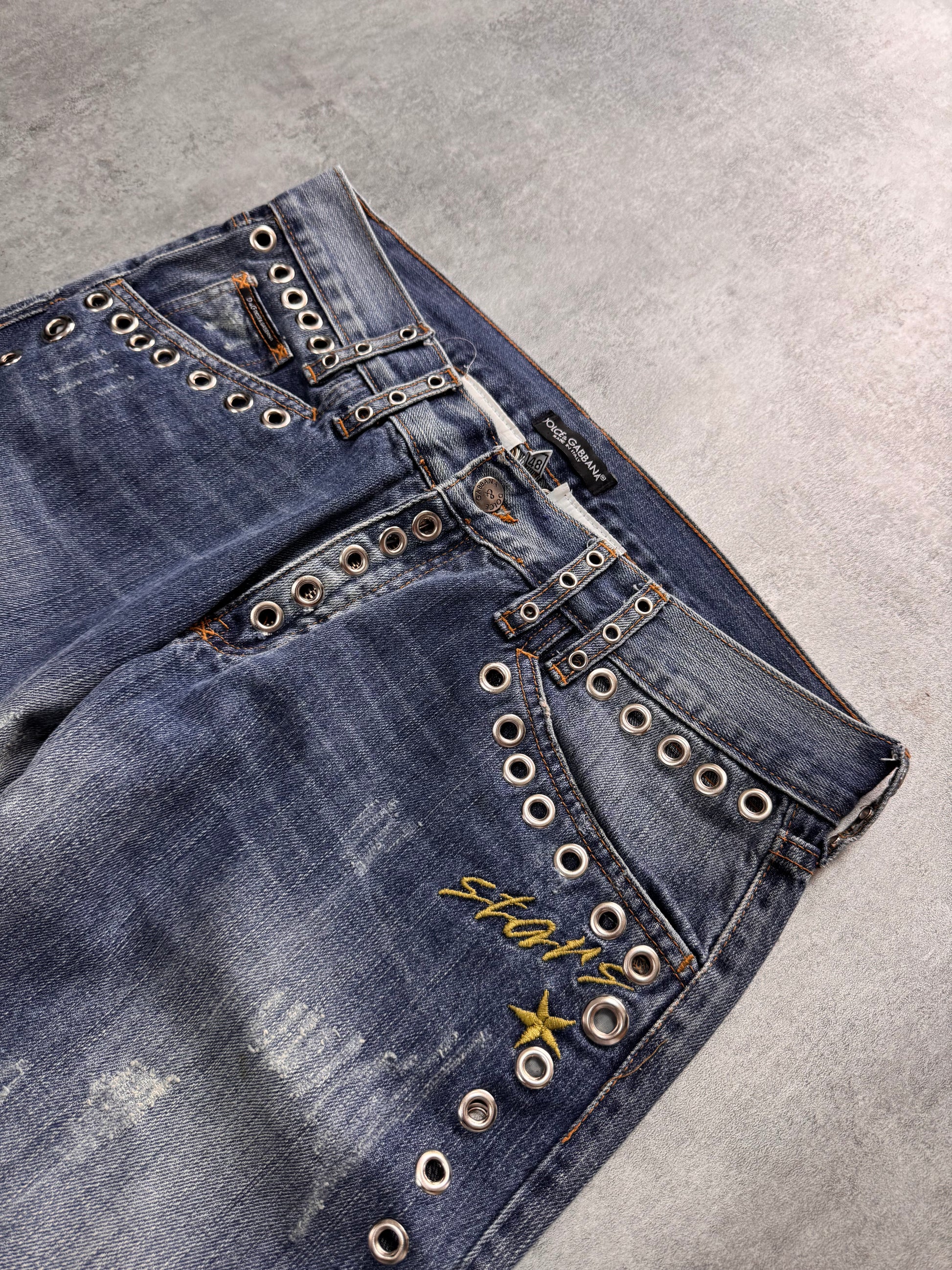 SS2006 Dolce & Gabbana Eyled Distressed Denim Jeans (L) - 5