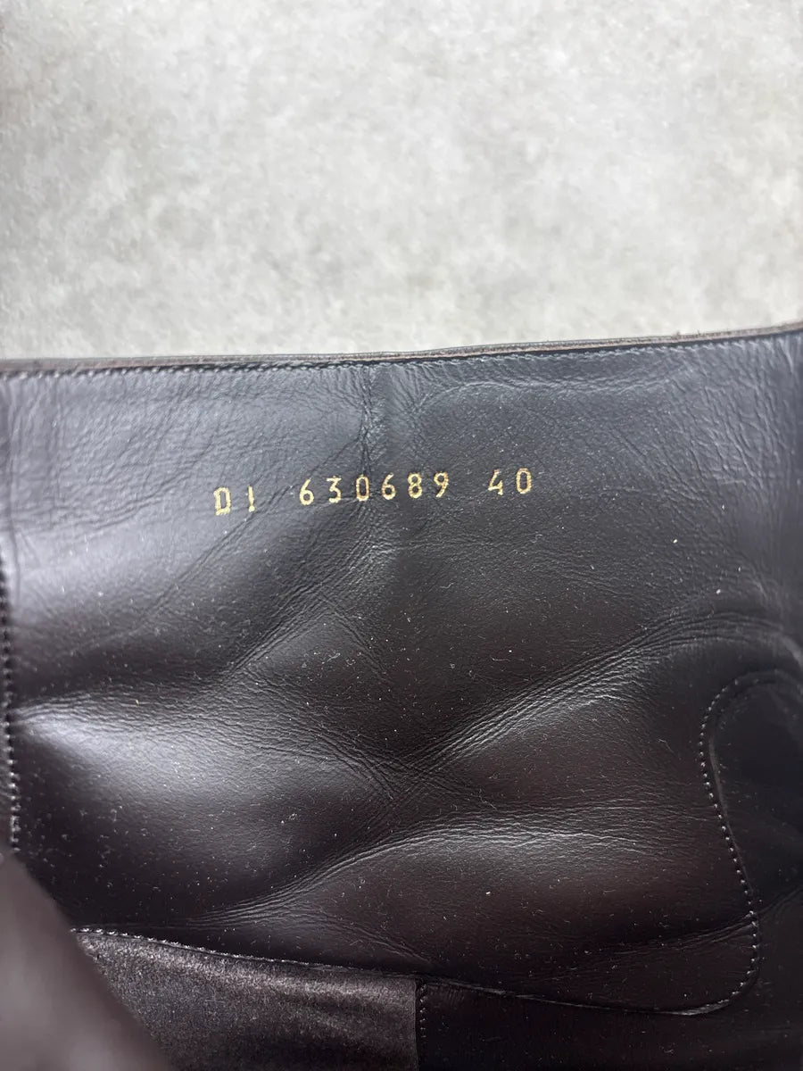 Saint Laurent Brown Crocodile Embossed Leather Ankle Boots zsrEaiI 9
