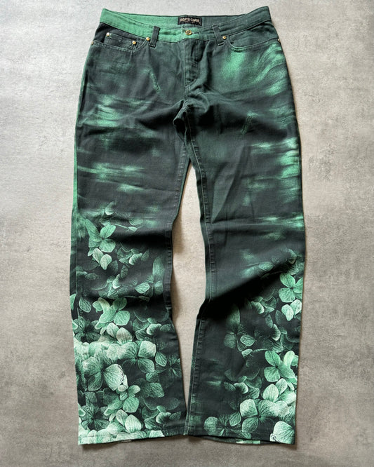 AW2000 Roberto Cavalli Floral Green Spectrum Pants (M) - 1