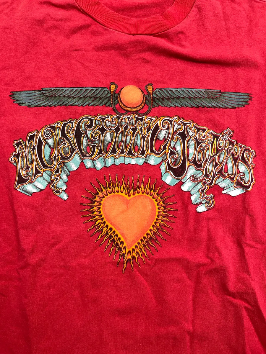 2000s Moschino Jeans Red Heart Winged Sun Logo T-Shirt GsXraUfg 6