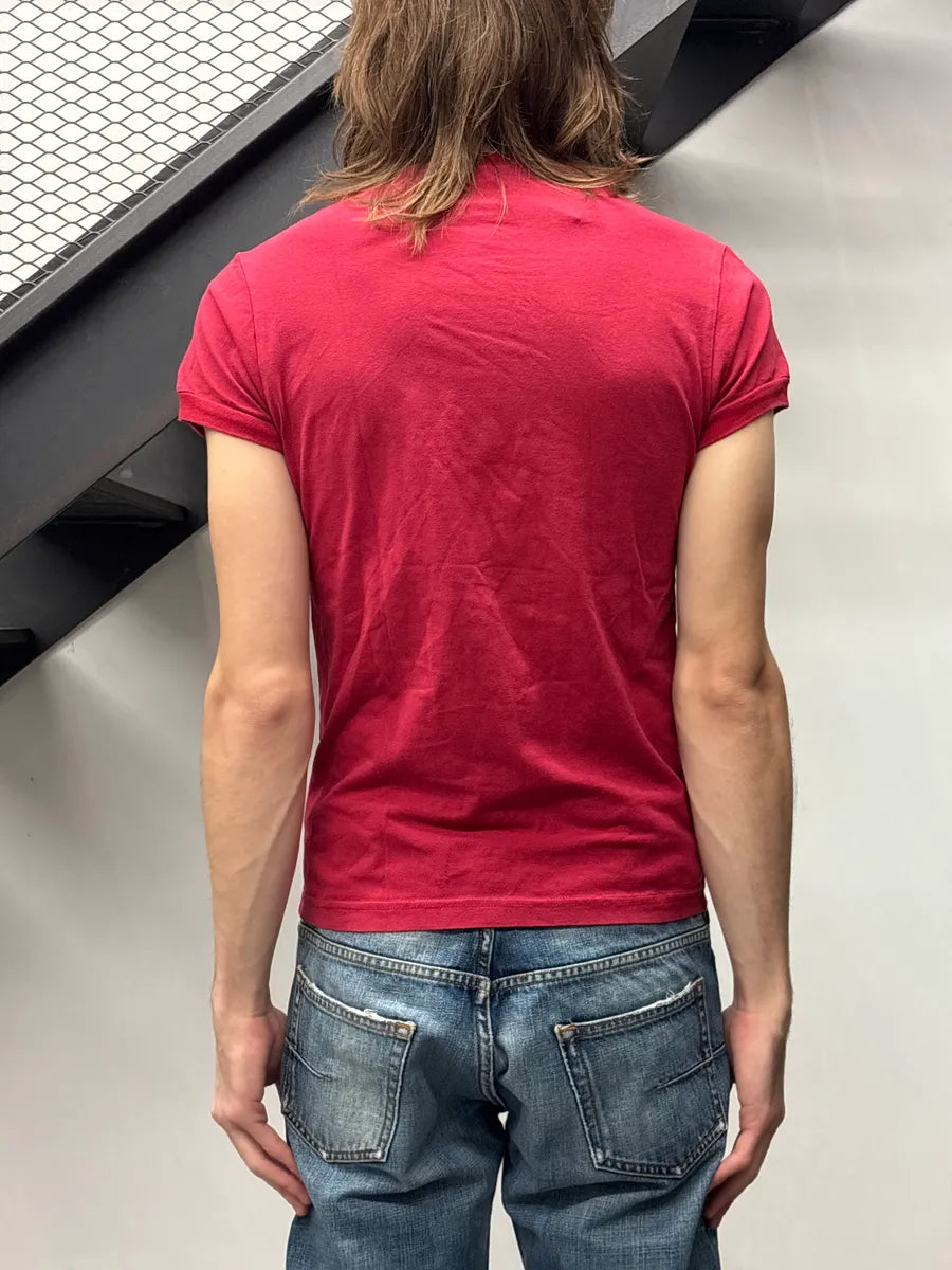 2000s Moschino Jeans Red Heart Winged Sun Logo T-Shirt GsXraUfg 2