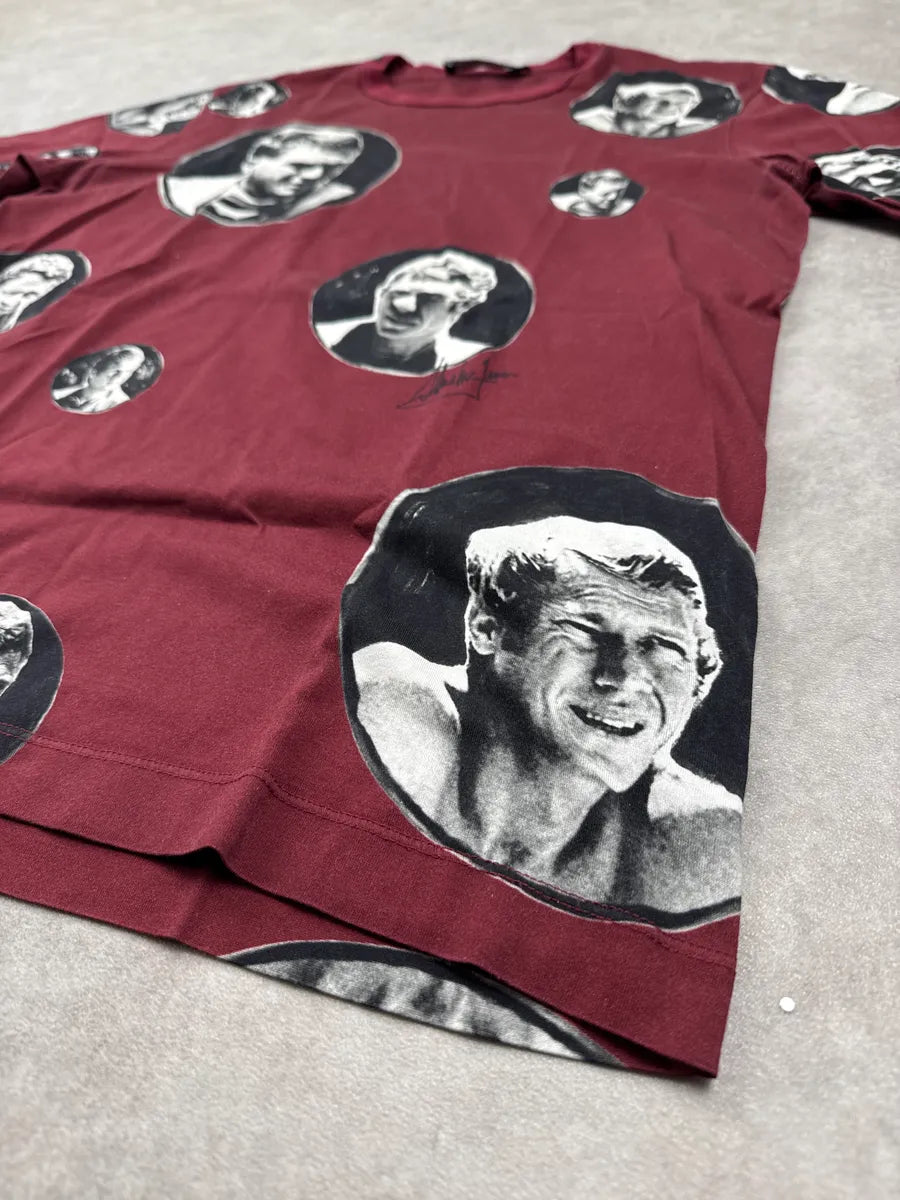 2010s Dolce & Gabbana Burgundy Steve McQueen Portrait T-Shirt GwfJcOZJ 6