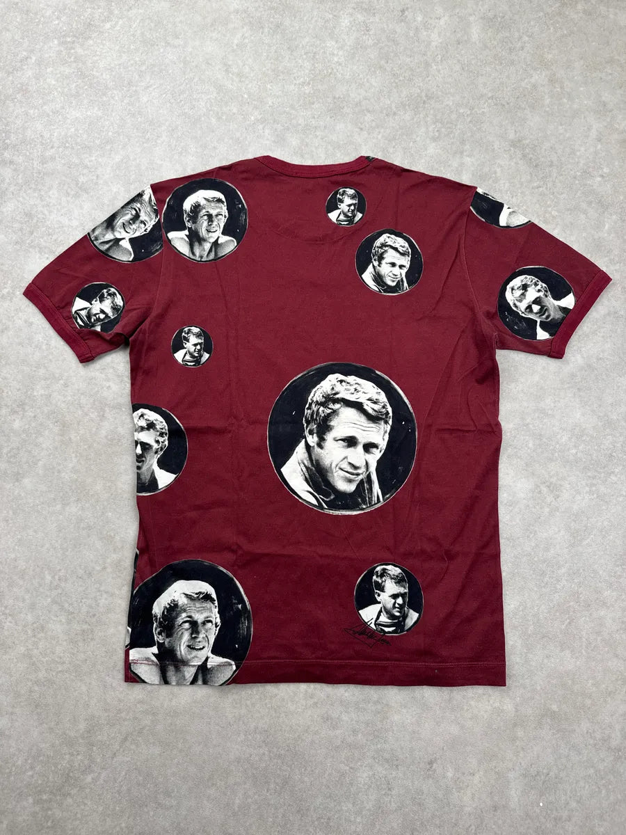 2010s Dolce & Gabbana Burgundy Steve McQueen Portrait T-Shirt GwfJcOZJ 4
